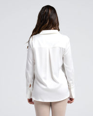 Amelia White Maternity Acetate Shirt