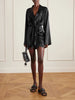 Belted silk-satin mini wrap dress