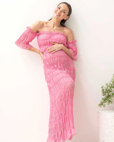 Marisol 2 piece Maternity Photoshoot Dress in Candy Pink