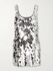 Sequined silver-tone chainmail mini dress