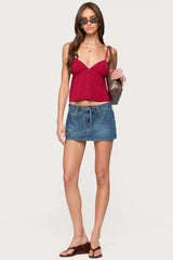 Kellyn Button Contrast Babydoll Top