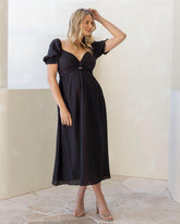 Fabia Reversible Tie Maternity Dress In Black