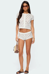 Elisa Open Knit Button Up Top