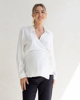 Lea Wrap Maternity White Work Shirt