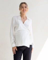 Lea Wrap Maternity White Work Shirt
