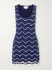 Orel scalloped striped cotton knit mini dress