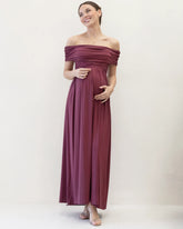 Ariana Maxi Maternity Moon Dress in Wine Red