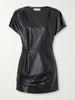 Alia draped leather mini dress
