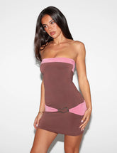 EOS MINI DRESS - ESPRESSO AND ROSE