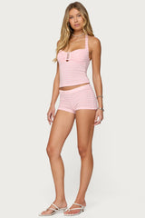 Lovina Textured Striped Halter Top