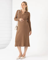 Clara Long Sleeve Knitted Maternity Midi Dress