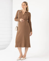 Clara Long Sleeve Knitted Maternity Midi Dress