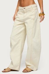 Gili Contrast Stich Low Rise Barrel Jeans