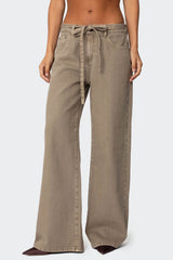 Hudson Tie Belt Low Rise Baggy Jeans