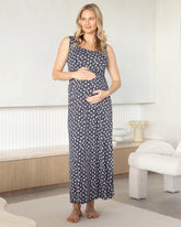 Martina Maternity & Nursing Maxi Dress in Navy Print
