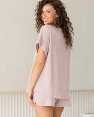 Amara Maternity Cotton Blend Lounge Top in Blush