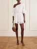 One-shoulder guipure-lace trimmed cotton-poplin mini dress