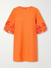 Embroidered cut-out wool-blend mini dress