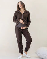 Calla Maternity Tracksuit Set in Cocoa