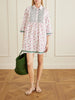 Alassio shirred embroidered floral-print cotton-poplin mini dress
