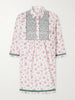Alassio shirred embroidered floral-print cotton-poplin mini dress