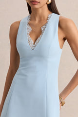 Raya | Powder Blue Plunge-Neck Mini Dress