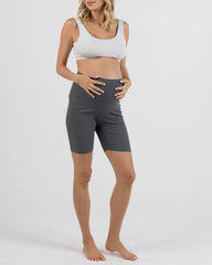 Maternity Bamboo Bike Shorts in Slate