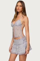 Kylie Beaded Split Front Backless Top