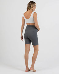 Maternity Bamboo Bike Shorts in Slate