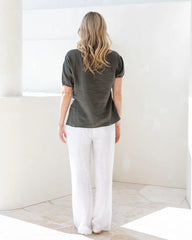 Giulia Maternity Linen Pants in White