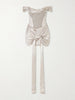 Paloma convertible draped embellished satin mini dress