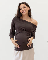 Sarah Boat Neck Maternity Long Sleeve Blouse