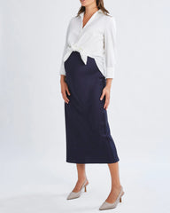 Amelia White Maternity Acetate Shirt