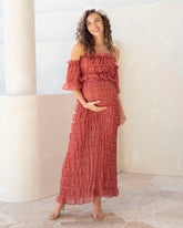 Marisol 2 piece Maternity Photoshoot Dress in Crimson Glow