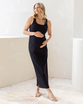 Eliza Maternity Maxi Dress In Black