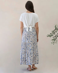 Ellie Shirred Maternity Skirt in Navy Floral Print