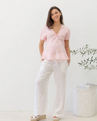 Brigitte Maternity Linen Blouse - Pink