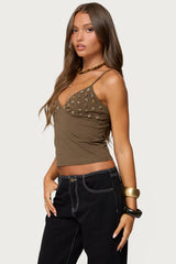 Nora Buttons V Neck Tank Top