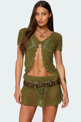 Mabelle Crochet Split Front Top