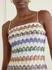 Striped metallic crochet-knit mini dress