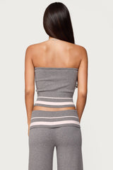 Kaliya Stripey Strapless Knit Top