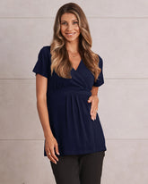 Bree Maternity Crossover Work Top - Dark Navy