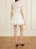 Bow-detailed cotton-blend guipure-lace mini dress
