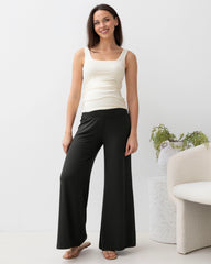Debra Wide Leg Maternity Bamboo Pants in Black