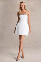Bobbie | White Embellished Bandeau Mini Dress
