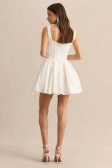 Brioria | White Square-Neck Skater Mini Dress