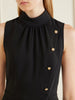 Button-embellished cady mini dress