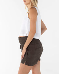 Maternity Summer Drawstring Khaki Shorts
