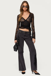 Rossa Beaded Low Rise Baggy Jeans