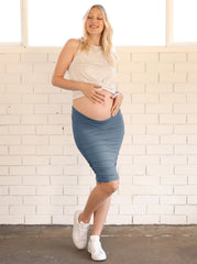"The Ruched" Maternity Bamboo Skirt - Blue Moon